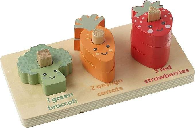 Wooden Stacking Toys - Counting Veggies Stacking Toy , Wooden Food Toys for 1 Year Old - Montesso... | Amazon (UK)