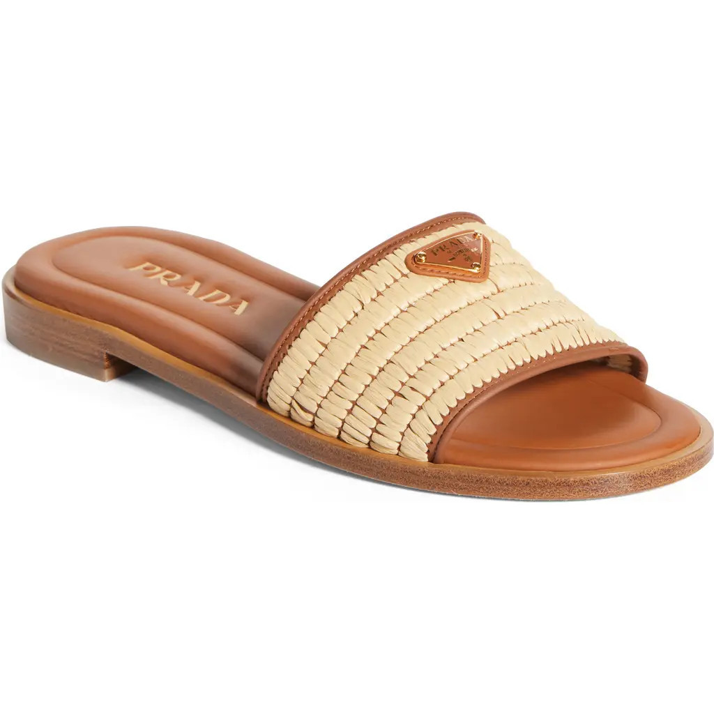Prada Raffia Slide Sandal in Naturale at Nordstrom, Size 9Us | Nordstrom