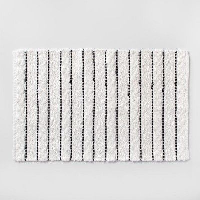 Striped Bath Rug White/Black - Opalhouse™ | Target