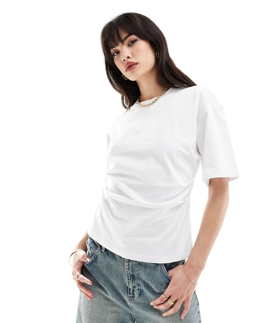 ASOS DESIGN corset waist t-shirt in white | ASOS (Global)