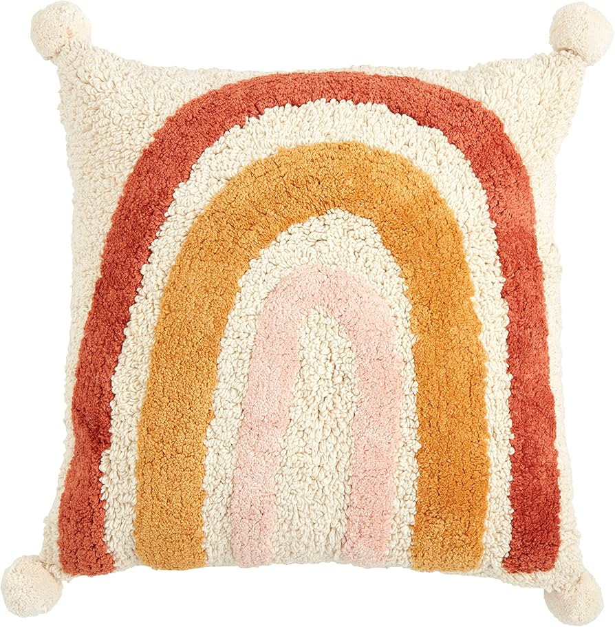 Mud Pie Tufted Rainbow Pillow, Cream | Amazon (US)
