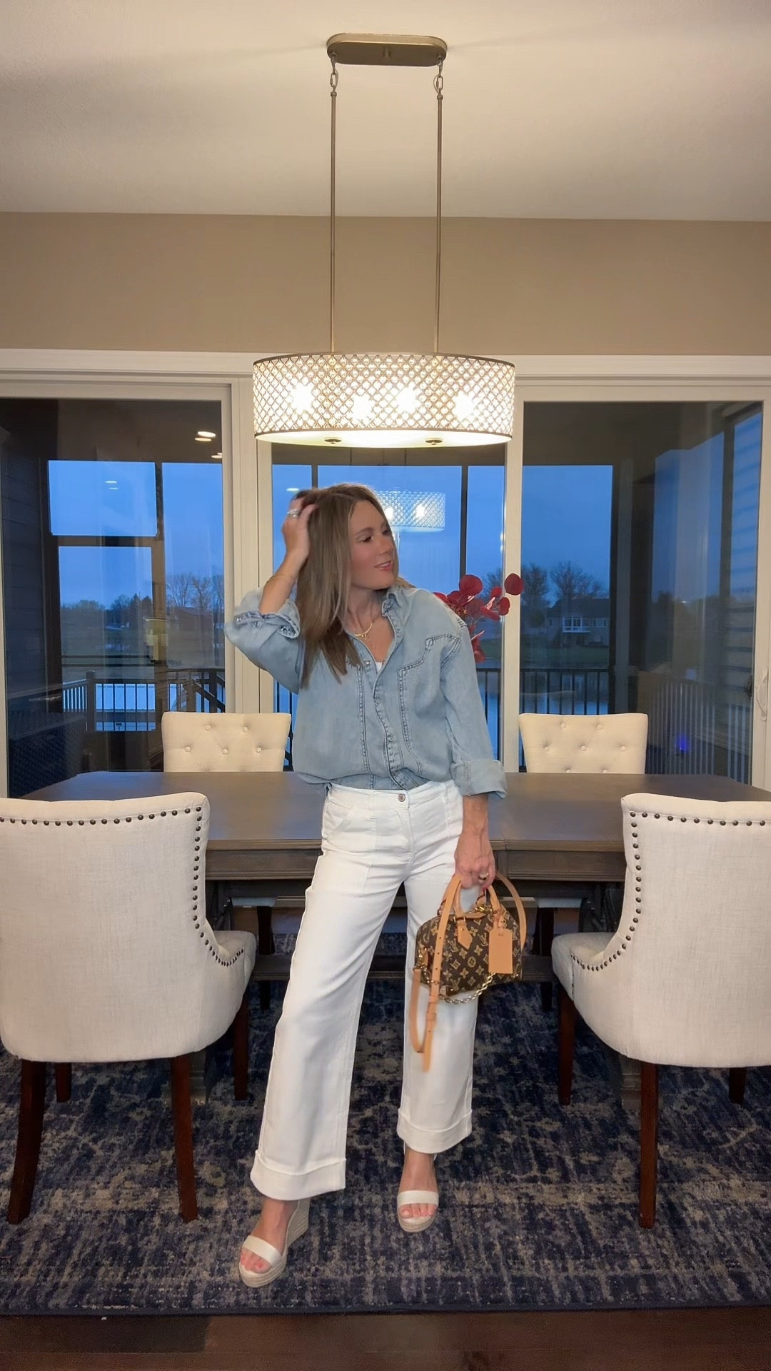 3 Spring Must Haves: 
- A good pair of White Denim 
- Chambray/Jean Top 
- A good & comfortable white wedge 

White jeans can be hard to find- You know, ones that aren’t see through! 
I got you babes! 

Shop this entire viral, trending, & perfect Spring look here! 

#LTKWorkwear #LTKOver40 #LTKootd