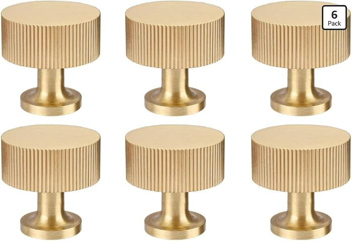 RZDEAL 6pcs Solid Brass Cabinet Knobs Pulls Cabinet Drawer Dresser Gold Knobs Modern Handles (1"x... | Amazon (US)