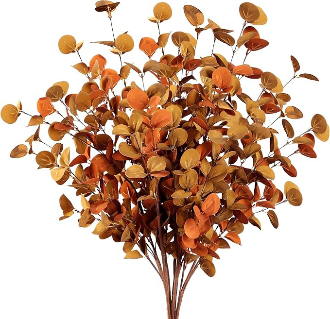 Sggvecsy 6 Pcs Artificial Eucalyptus Stems Fall Eucalyptus Leaves Autumn Leaf Branches Fall Decor... | Amazon (US)