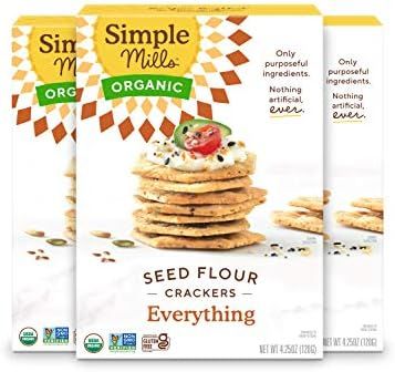 Simple Mills Organic Seed Crackers, Everything, Gluten Free, Flax Seed, Sunflower Seeds, Corn Fre... | Amazon (US)