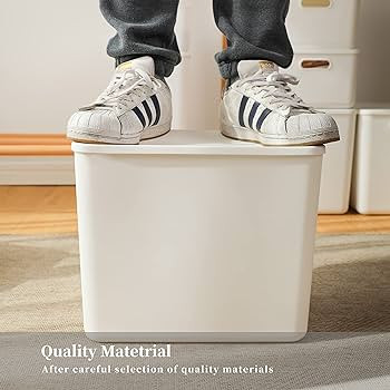Plastic Storage Baskets Bins Boxes With Lids,Organizing Container White Storage Organizer Bins Fo... | Amazon (US)