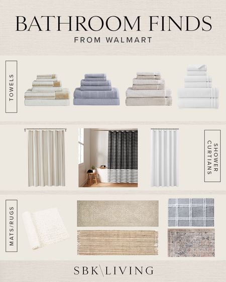 H O M E \ bathroom finds from Walmart - towels, shower curtains and runners

Home decor 

#LTKhome #LTKunder50
