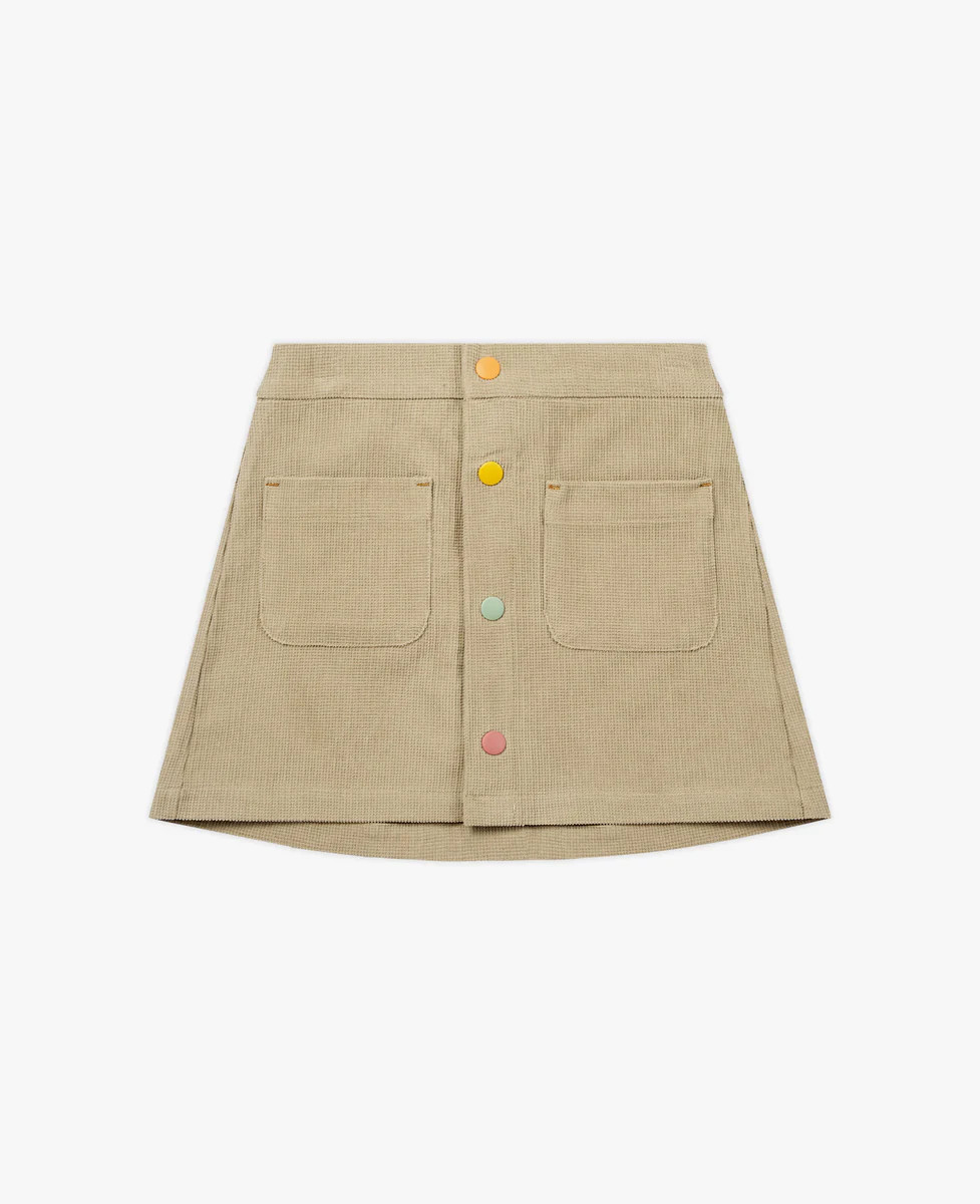 Button-Up Corduroy Skirt - Oat | Petite Revery