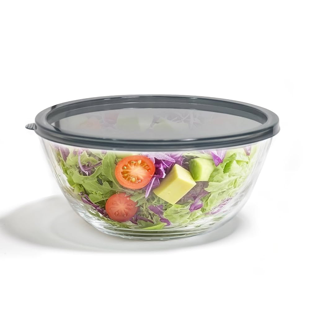 5 Quart Deep Big Glass Bowl with Lid,10 Inch Large Glass Mixing Bowl for Sourdough Bread Kitchen ... | Amazon (US)