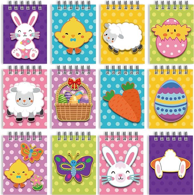 Yeaqee 72 Pcs Mini Spiral Easter Notepads Set for Kids Bulk Easter Egg Bunny Butterfly Chick Carr... | Amazon (US)