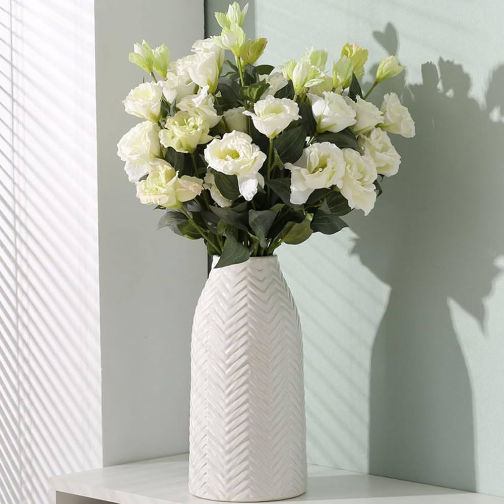 hjn White Vase for Flowers Ceramic Vase for Decor, Modern Decorative Vase Tall Vases for Your Kit... | Amazon (US)