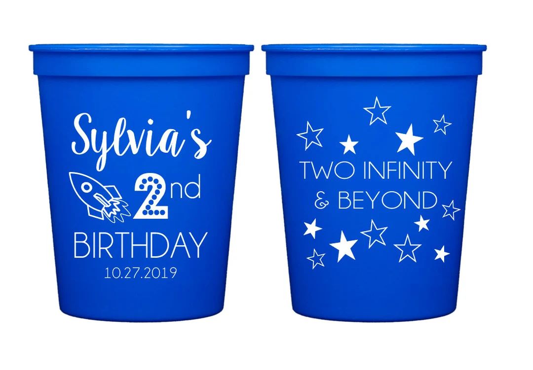 Two infinity and beyond birthday cups, Second birthday party cups, Kids birthday party cups, Oute... | Etsy (US)