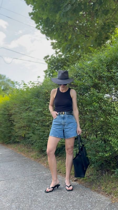 Summer outfit with black straw hat, Everlane denim shorts, leather thong sandals, YSL tote bag

#LTKShoeCrush #LTKFindsUnder100 #LTKItBag