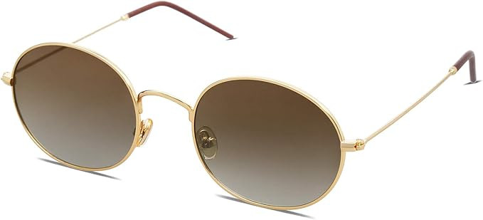 SOJOS Polarized Oval Sunglasses Vintage Round for Men and Women Metal Frame Tiny Sun SJ1136 | Amazon (US)