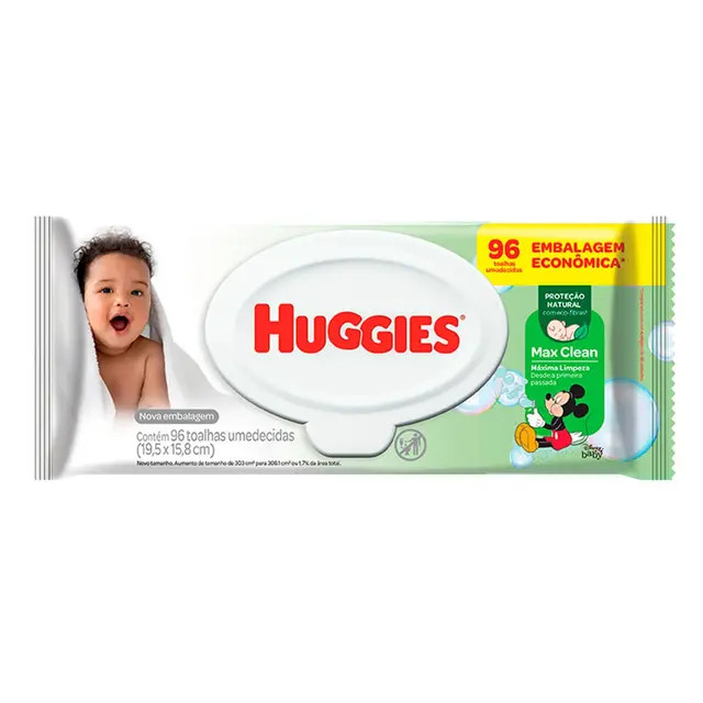 Lenço Umedecido Huggies Max Clean 96 unidades | Droga Raia | DrogaRaia (BR)