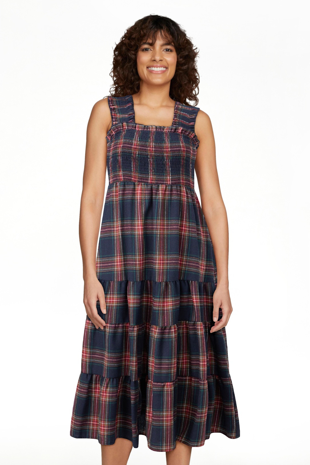 LMLYSoH Women Sleeveless Dress Summer Casual Plaid Print Ruffled A-Line Party Dress for Beach Clu... | Walmart (US)