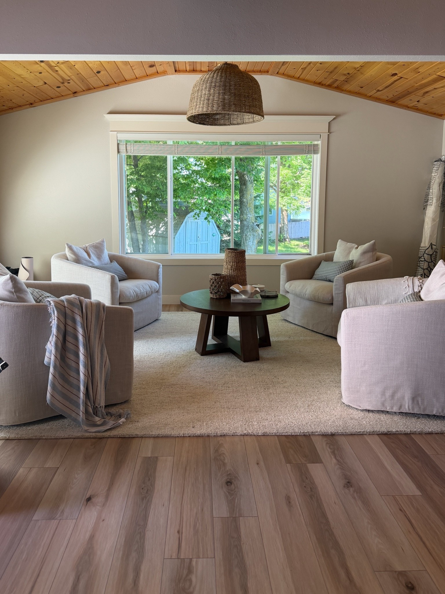 Lake cabin sitting room. Can’t get over these oversized pendants from target!

#LTKHome