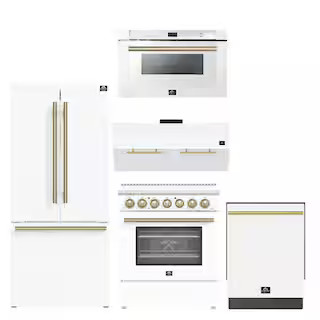 5-Pieces Range, French Door Refrigerator, 24 in. Built-In Tall Tub Dishwasher, Microwave Drawer, ... | The Home Depot
