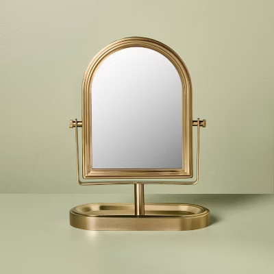 12"x9" Arch Vanity Mirror with Tray Brass Finish - Hearth & Hand™ with Magnolia | Target