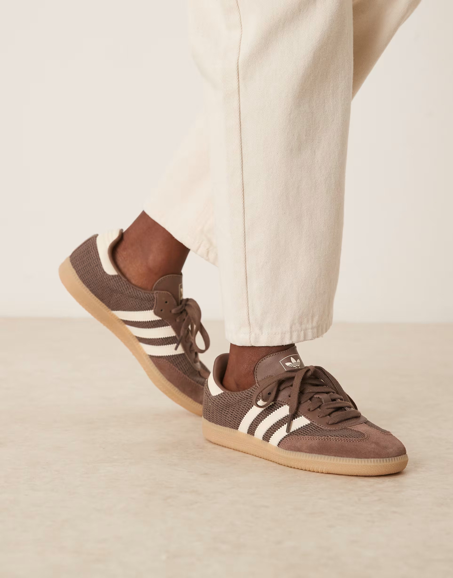 adidas Originals Samba OG trainers in brown crochet and cream | ASOS (Global)