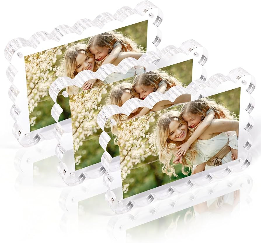 3 Pack Acrylic Picture Frame: 4x6inch Magnetic Picture Frames, Double Sided Magnet Frames,10+10mm... | Amazon (US)