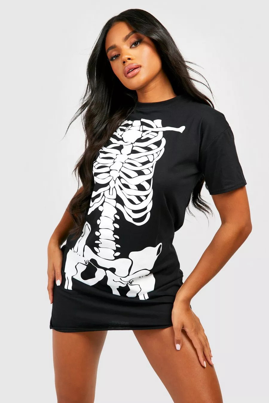Halloween Skeleton Graphic T-Shirt Dress | boohoo (US & Canada)