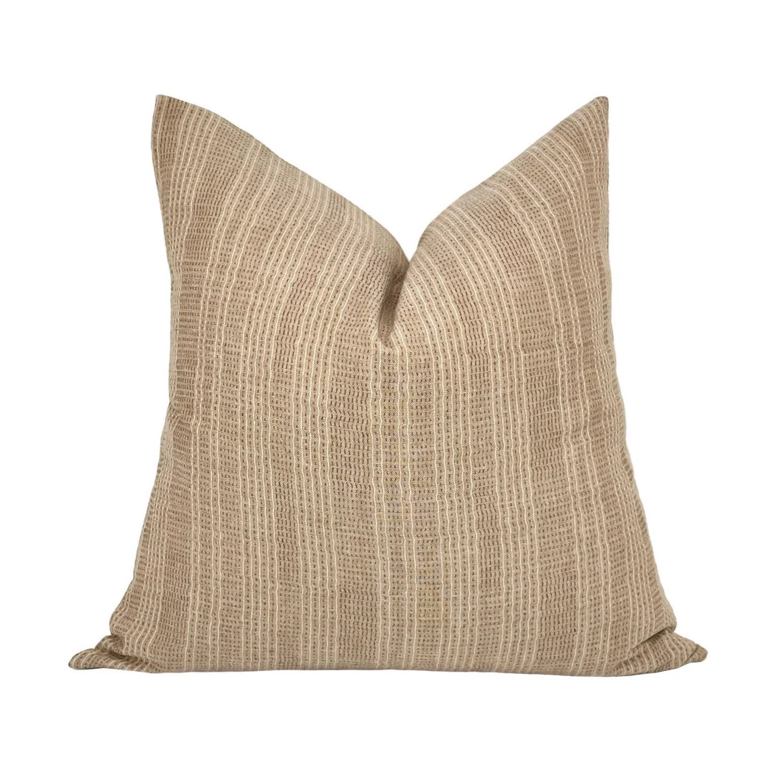 GRACIE || Brown Striped Chiang Mai Pillow Cover, Brown Striped Pillow, Earthy Beige Neutral Moder... | Etsy (US)