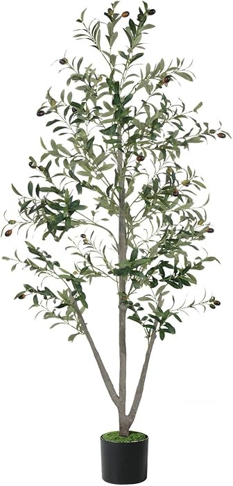 Olive Tree, 5FT Tall Faux Olive Tree with Lights Moss and Planter, Olive Trees Artificial Indoor ... | Amazon (US)