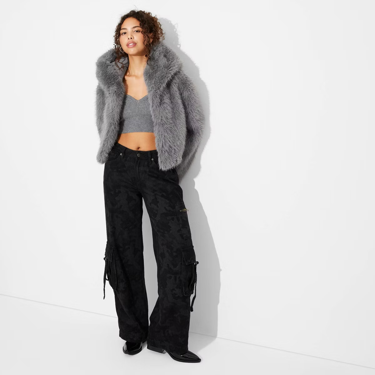 Women's Cropped Hooded Faux Fur Jacket - Wild Fable™ | Target