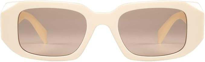 DUPER retro rectangle sunglasses men women. 90's trendy irregular hexagon rectangular chunky wide... | Amazon (US)