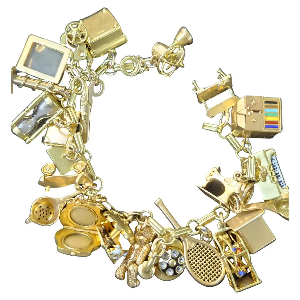 Vintage Gold Charm Bracelet | 1stDibs