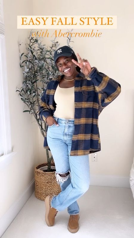 Casual fall style inspo courtesy of Abercrombie! Shop exclusively through the app now through 9/24 to get 20% your order! 🥳 sizing info- I’m 5’3 and wearing a small in tops, medium in sweatshirt and large in the flannel! Pants I’m typically a size 4 and wearing a 27 in the waist.  #ltkfall #fallinspo #ltkpetite 

#LTKSale #LTKfindsunder50