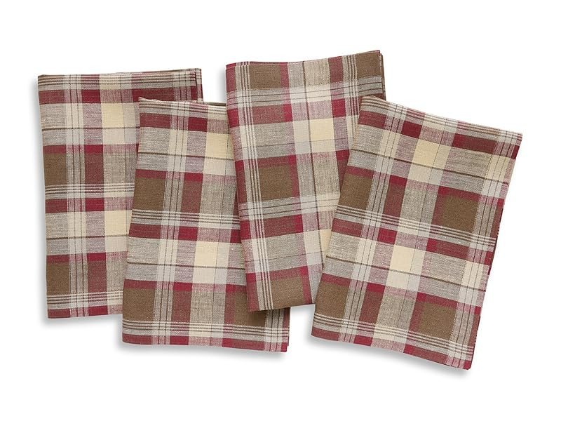 Solino Home Linen Cloth Napkins Set of 4-100% Pure Linen Rustic Multicolor Tartan Plaid Dinner Na... | Amazon (US)