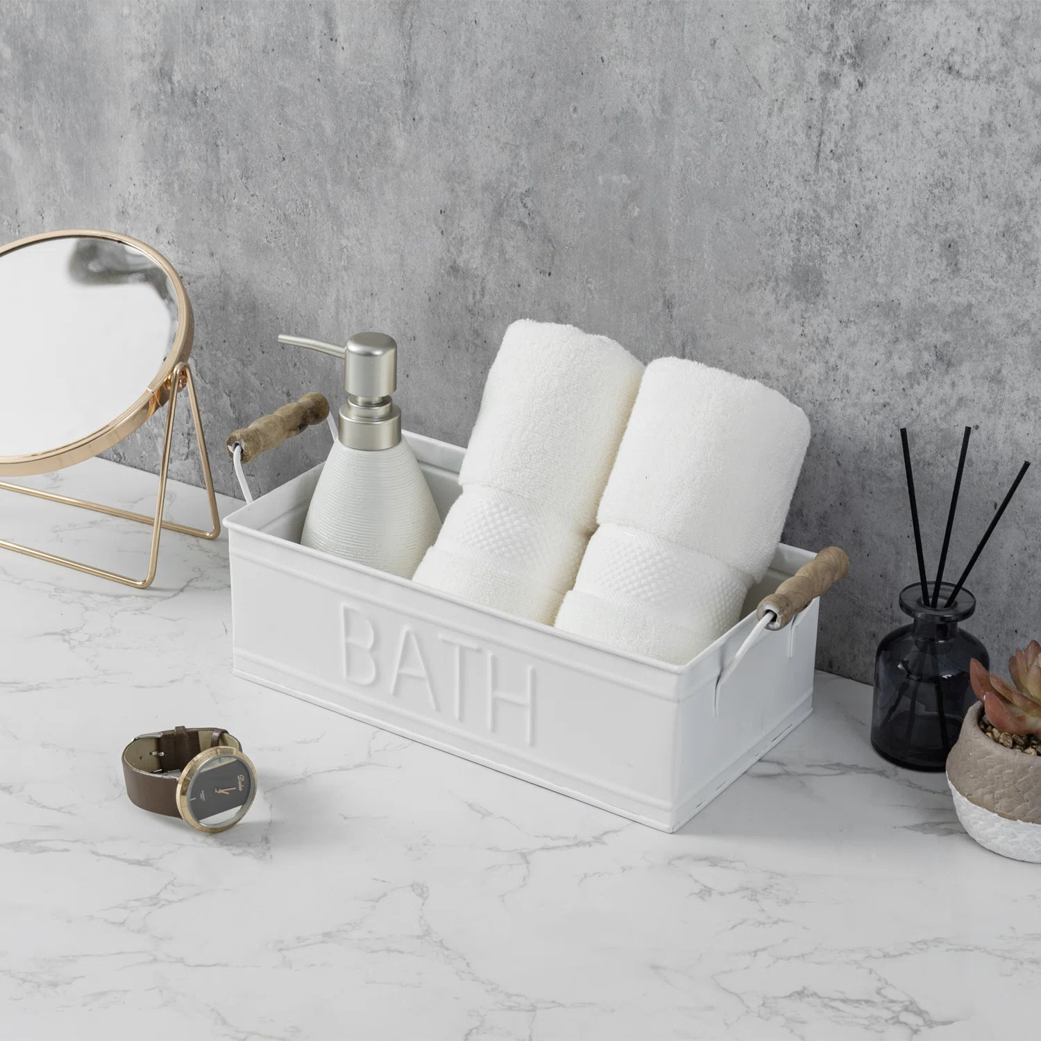 Metal White Bathroom Décor Accessories Tray | Wayfair North America