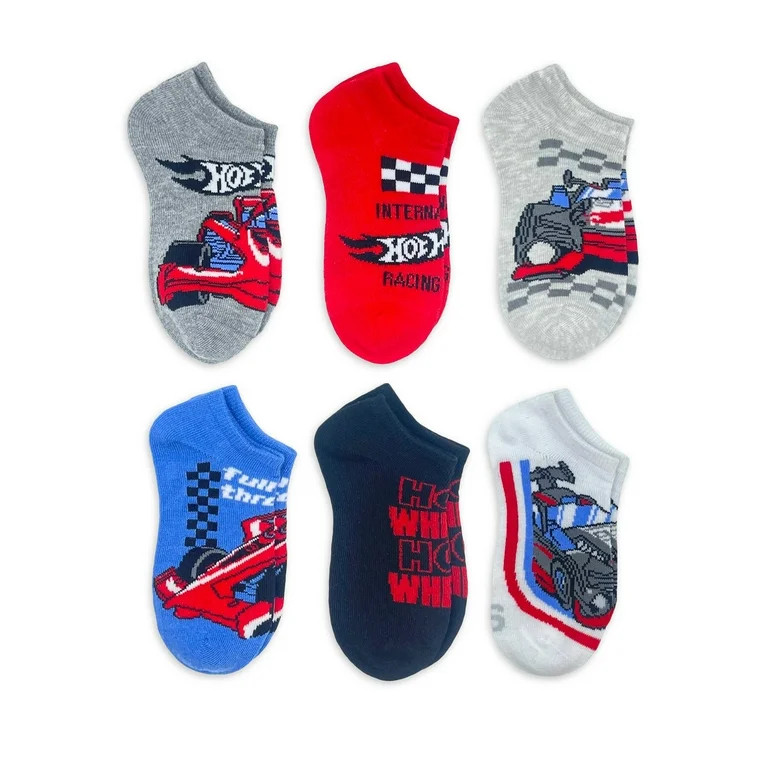Hot Wheels, Boys No-Show Socks, 6-Pack, Sizes S-L | Walmart (US)