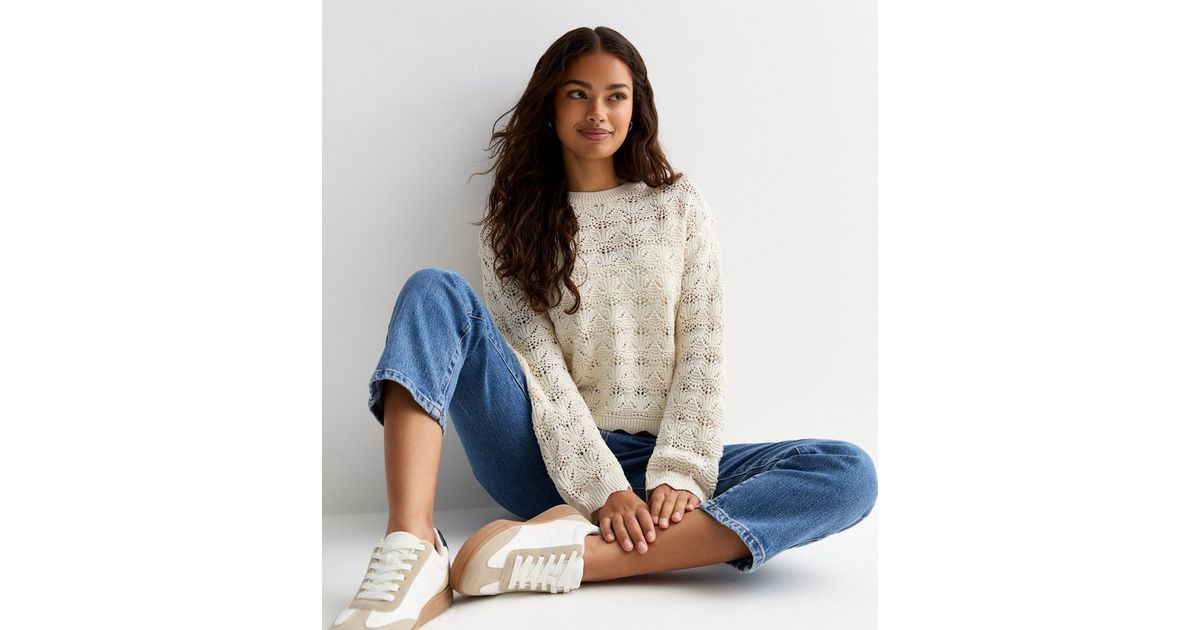 Petite Cream Stitch Knit Crew Neck Jumper | New Look | New Look (UK)