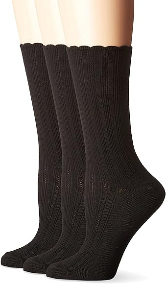 No Nonsense Women's Scallop Pointelle Crew Sock | Amazon (US)