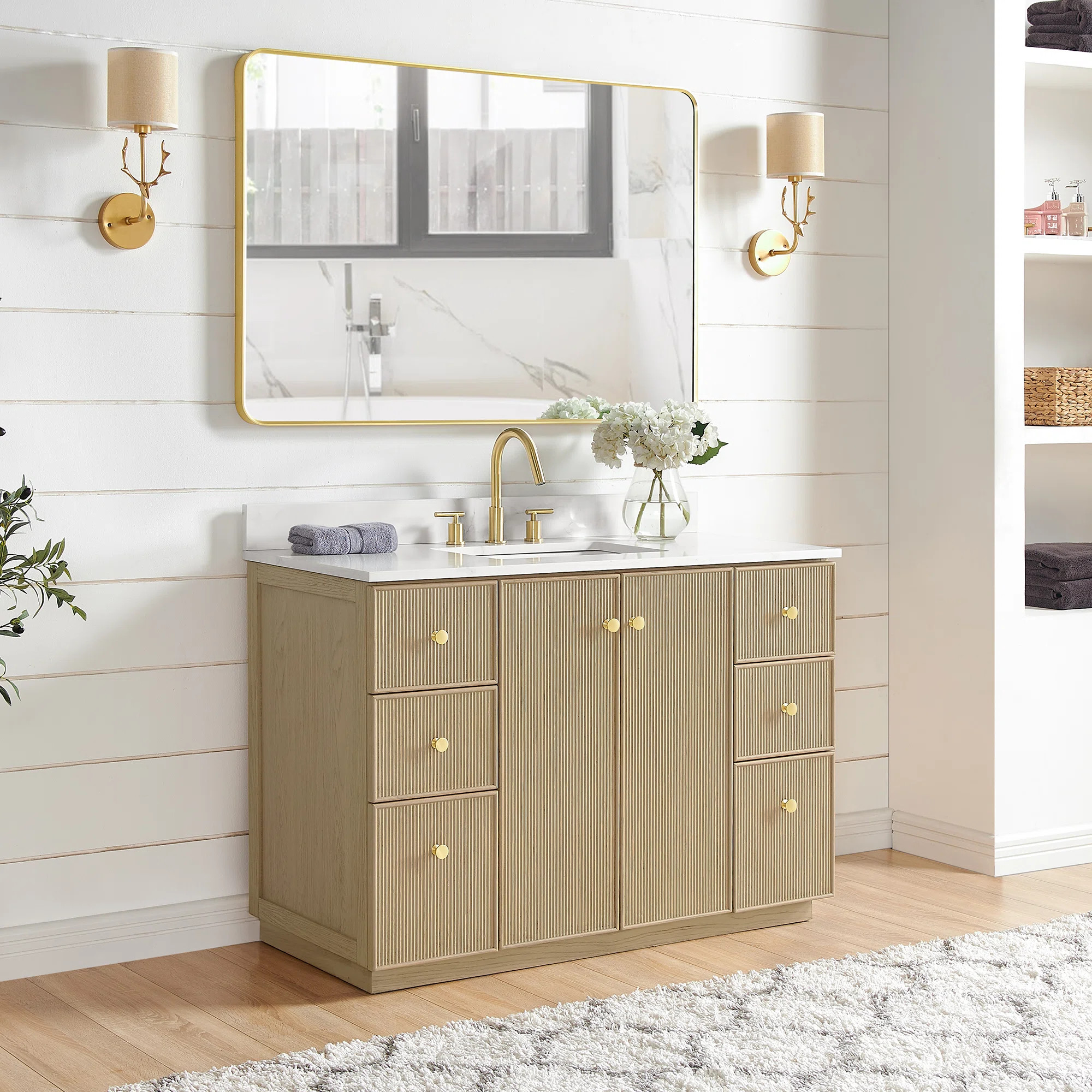 Waubun Rally 48'' Free Standing Single Bathroom Vanity with Calacatta Quartz Top | Wayfair North America