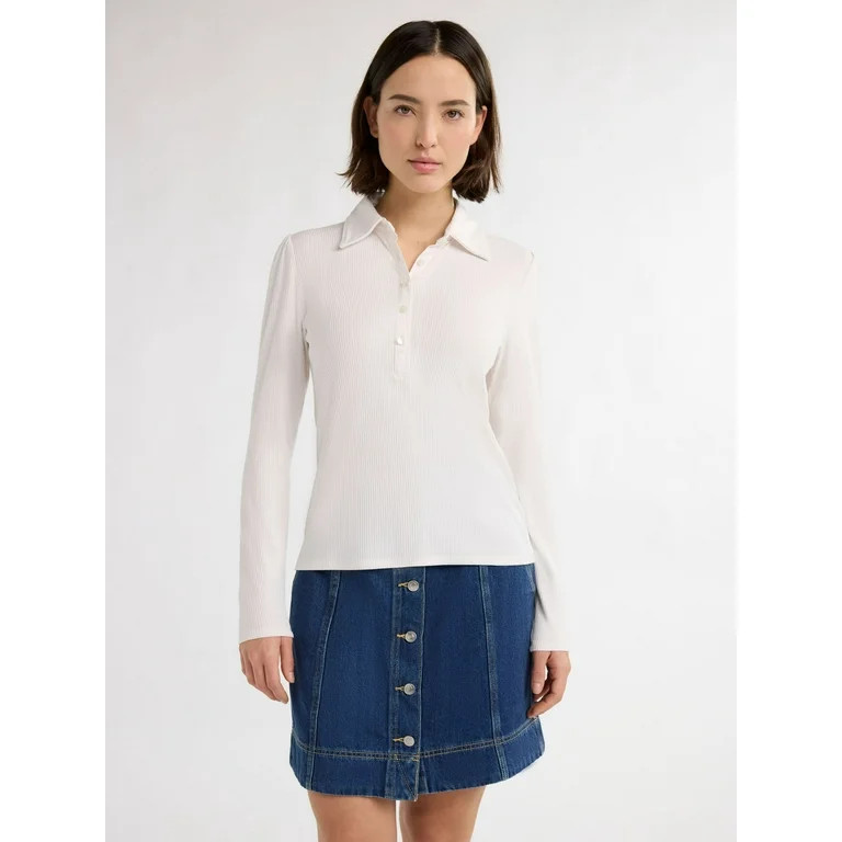 Free Assembly Women's Polo Mixy Top, Sizes XS-XXL | Walmart (US)