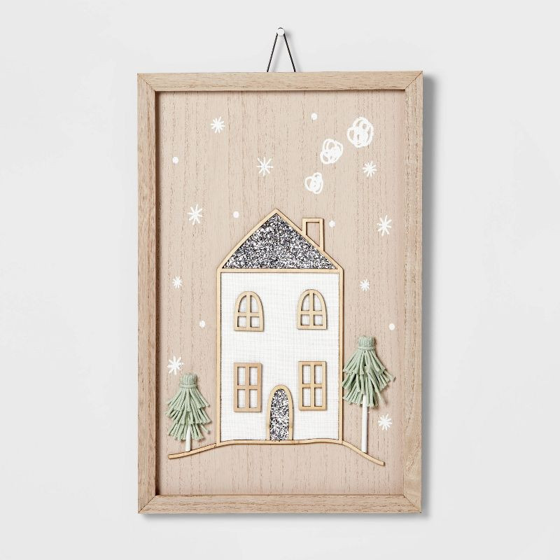 11" Wood Snowy House Wall Sign - Wondershop™ | Target