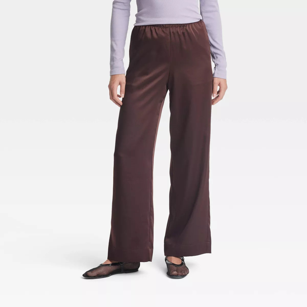 Women's Mid-Rise Satin Pull-On Pants - A New Day™ | Target