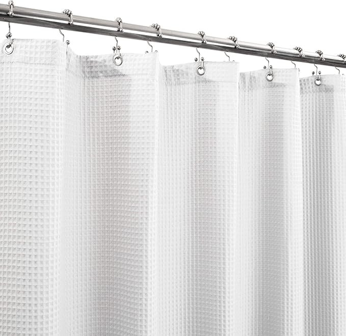 Barossa Design Honeycomb Waffle Weave Shower Curtain Cotton Blend Extra Long 84 inch Height, Hote... | Amazon (US)
