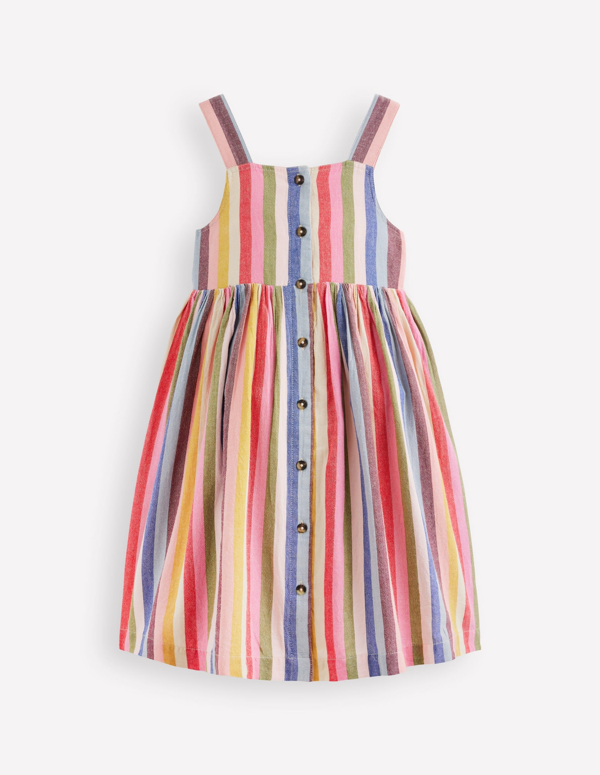 Remy Button Through Dress-Pink/ Green Multistripe | Boden (US)