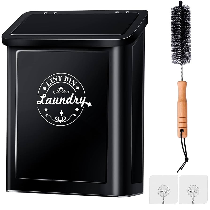 Magnetic Lint Bin for Laundry Room Organization and Storage with Brush, Wall-Mounted Laundry Drye... | Amazon (US)
