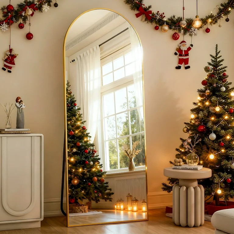 BEAUTYPEAK 64"x 21" Full Length Mirror Arched Standing Floor Mirror Full Body Mirror, Gold | Walmart (US)