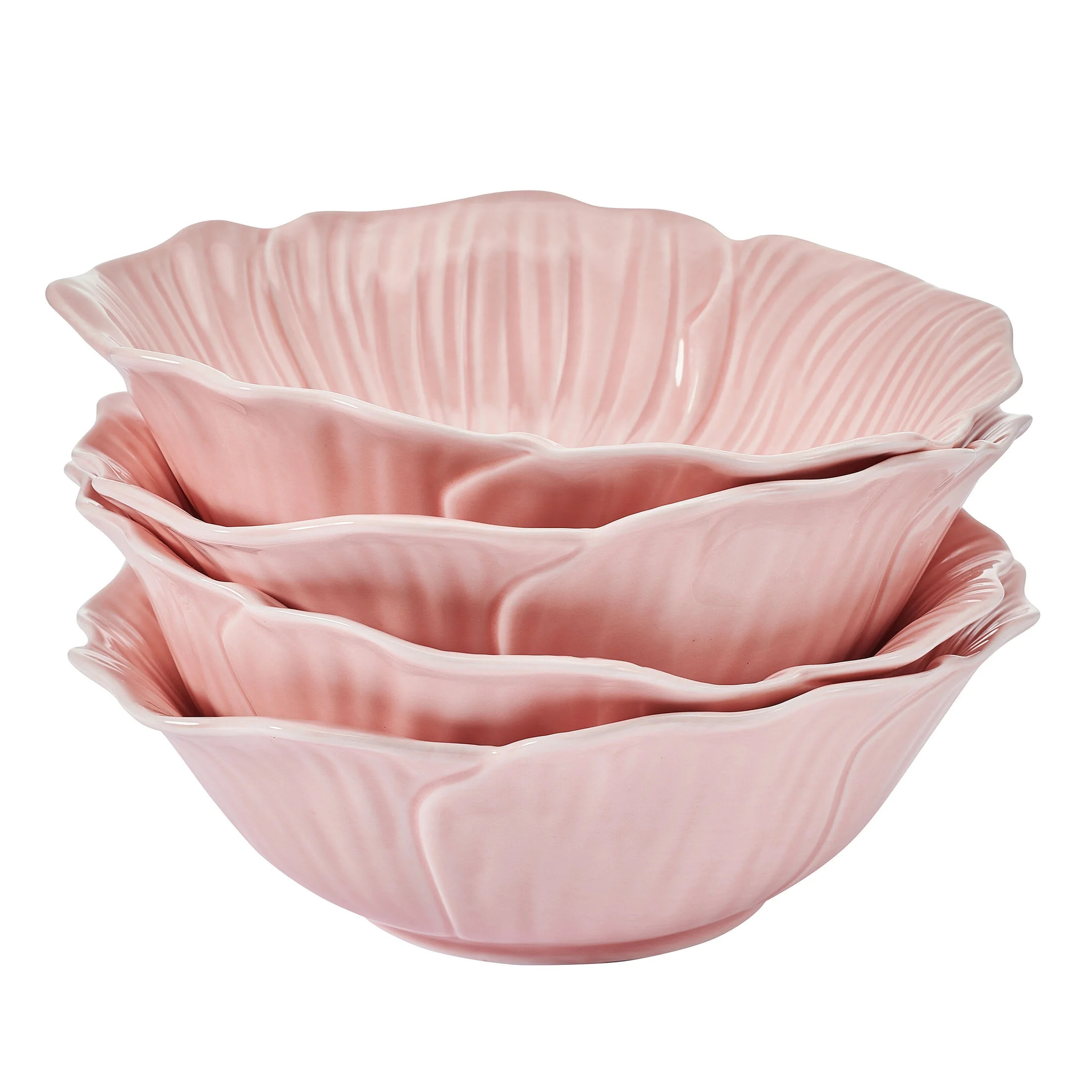 Beautiful Embossed Flower Stoneware Pasta Bowl Set of 4 Pink, by Drew Barrymore | Walmart (US)