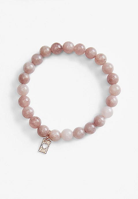 Gold Heart Cut Out Charm Beaded Bracelet | Maurices