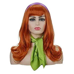 Amazon.com : Qaccf Long Wavy Full Bang halloween Costume Women Wig with Purple Head bang and Gree... | Amazon (US)