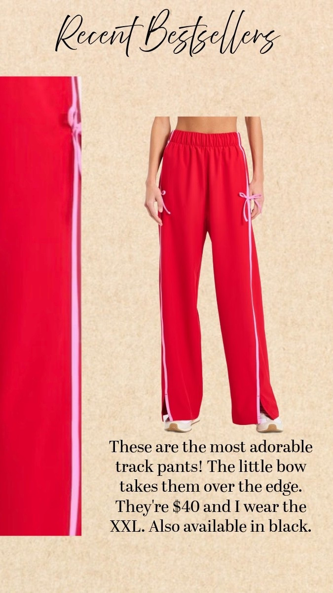 These are the most adorable track pants! The little bow takes them over the edge. They're $40 and I wear the XXL. Also available in black.

#LTKActive #LTKPlusSize