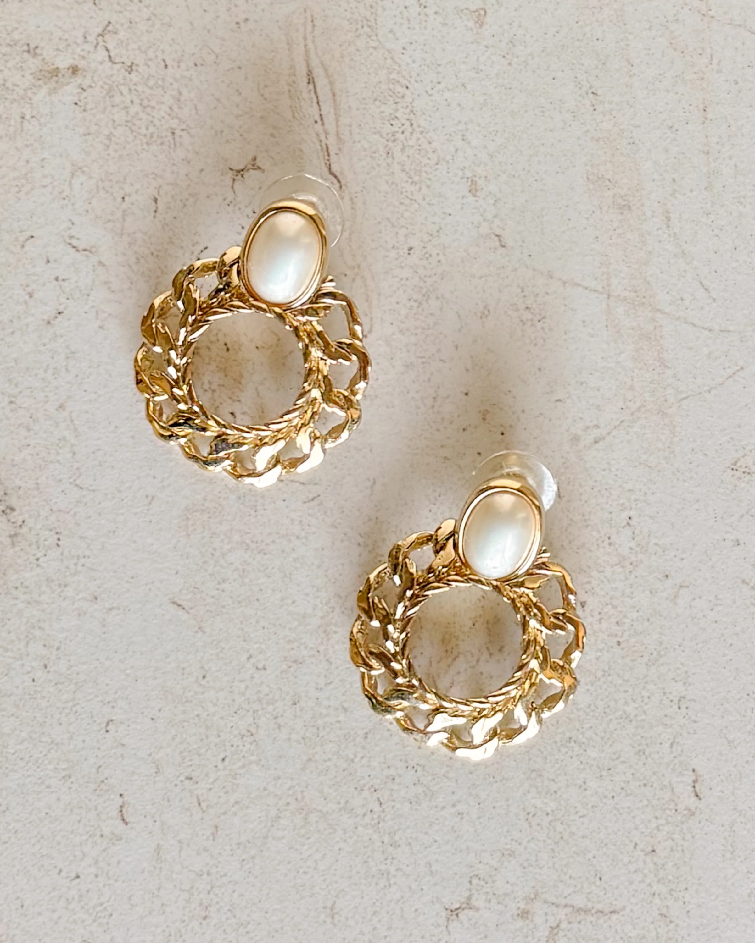 Vintage Chain Gold And Pearl Drop Earrings | Care Tucker